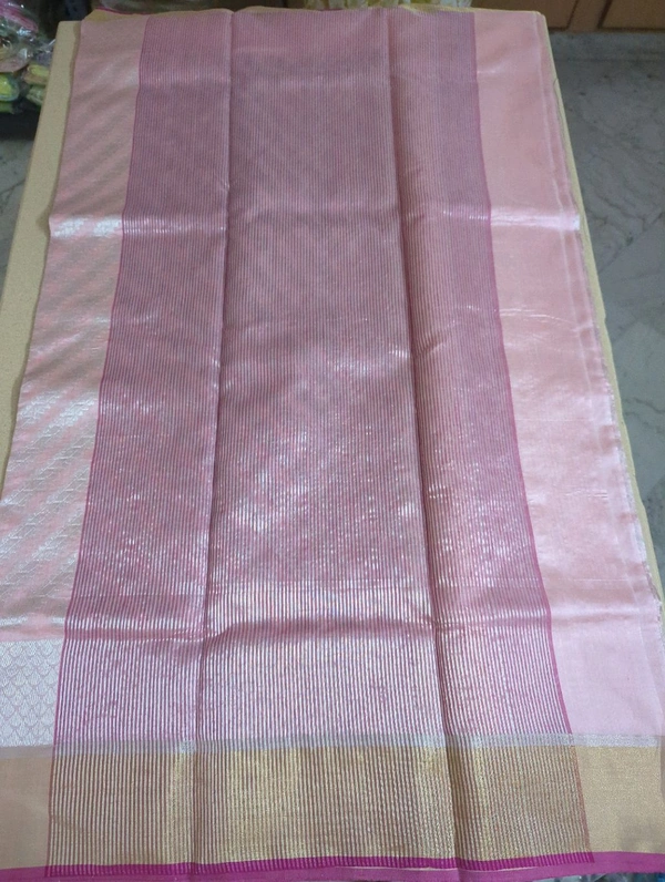 Pure Handloom Chanderi - Pink Lace