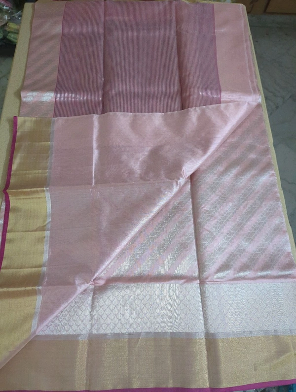 Pure Handloom Chanderi - Pink Lace