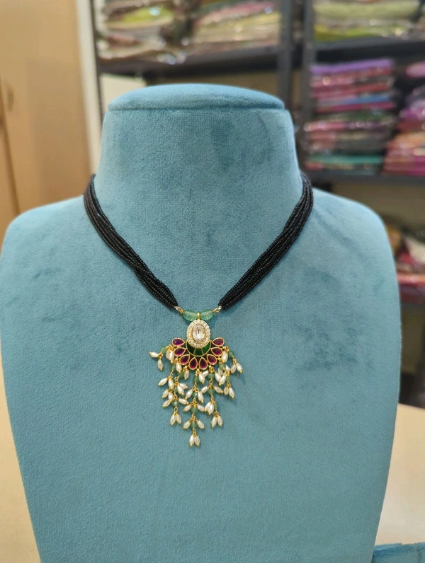 Soft Black Beads Kundan Pendent  - 10 Days Dispach Time