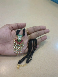 Soft Black Beads Kundan Pendent  - 10 Days Dispach Time