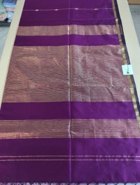 Pure Handloom Maheswari - purple with gold