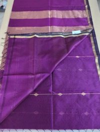 Pure Handloom Maheswari - purple with gold