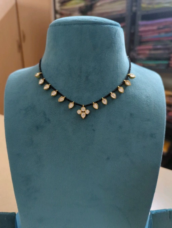 Designer Black Beads With Mossonite Pendent - 15 dayd dispach time