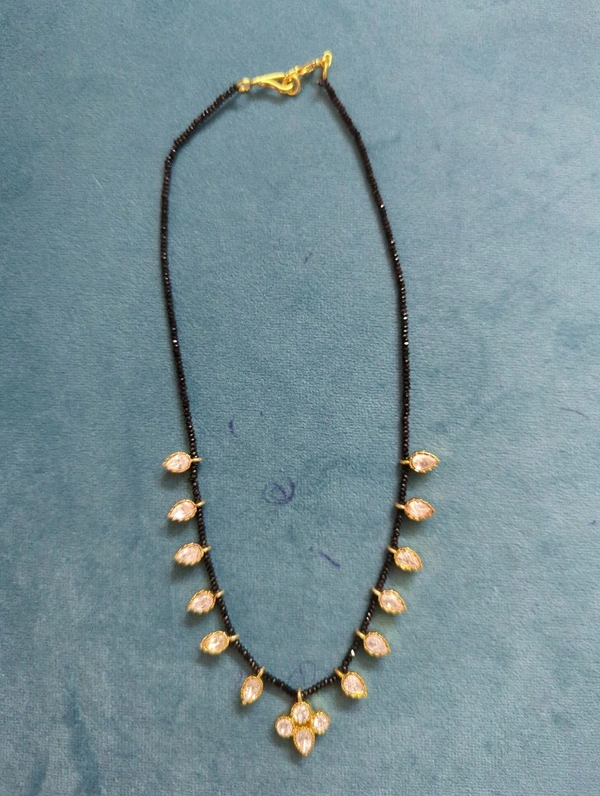 Designer Black Beads With Mossonite Pendent - 15 dayd dispach time