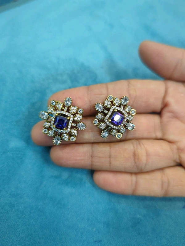 Mossonite Ear Studs Screw Back - violet