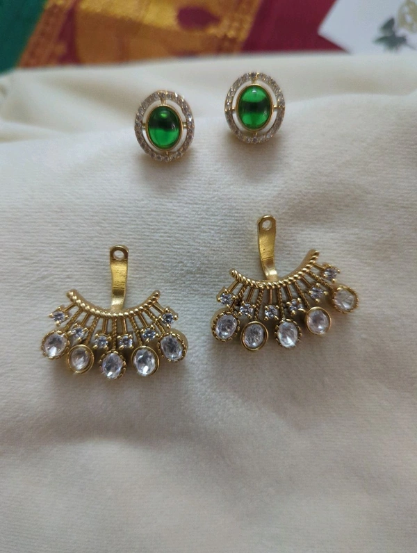 2459 Changable Mossonite Earrings And Stud - green