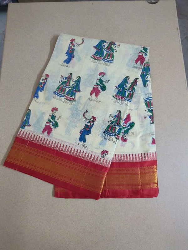 Pure Handloom Gadwal Cotton - Cream