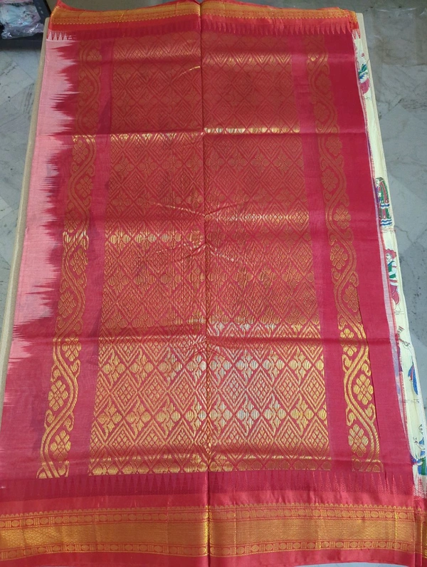 Pure Handloom Gadwal Cotton - Cream