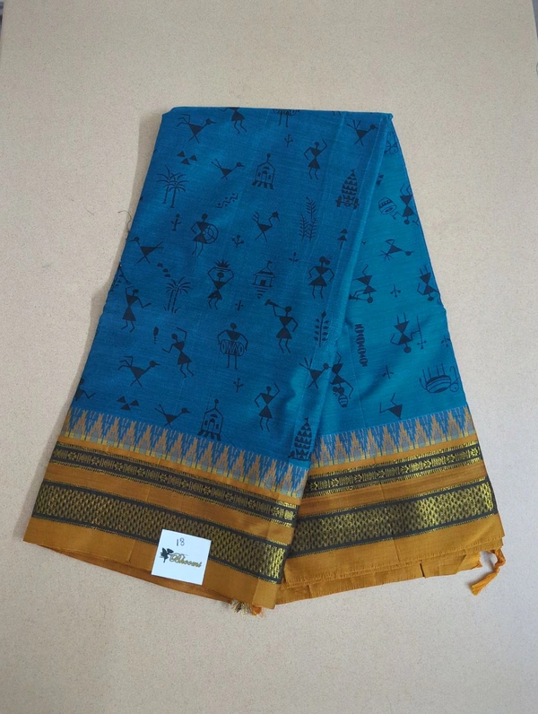 Pure Handloom Narayanpet Cotton Print - blue 18