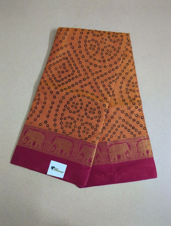Pure Handloom Narayanpet Cotton Print - Web Orange