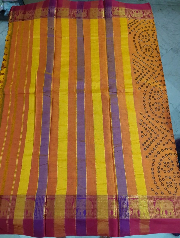 Pure Handloom Narayanpet Cotton Print - Web Orange