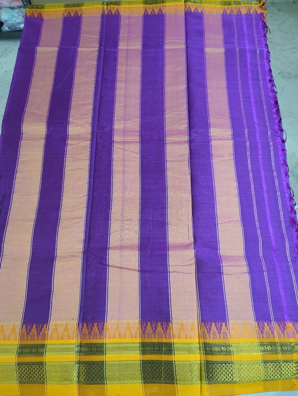 Pure Handloom Narayanpet Cotton Print - purple 1