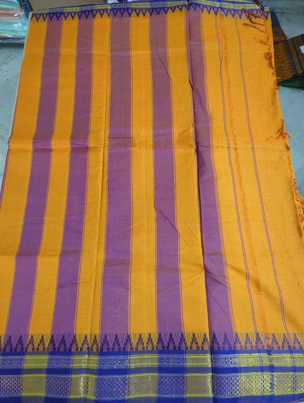 Pure Handloom Narayanpet Cotton Print - orange 3