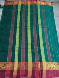 Pure Handloom Narayanpet Cotton Print - green with humans