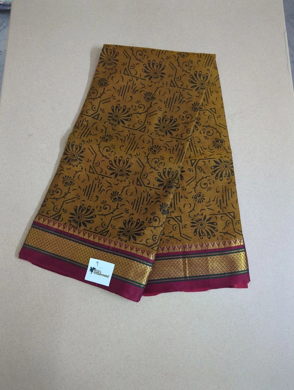 Pure Handloom Narayanpet Cotton Print - tan 9