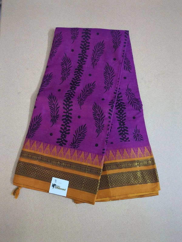 Pure Handloom Narayanpet Cotton Print - purple 8
