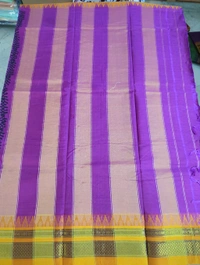 Pure Handloom Narayanpet Cotton Print - purple 8