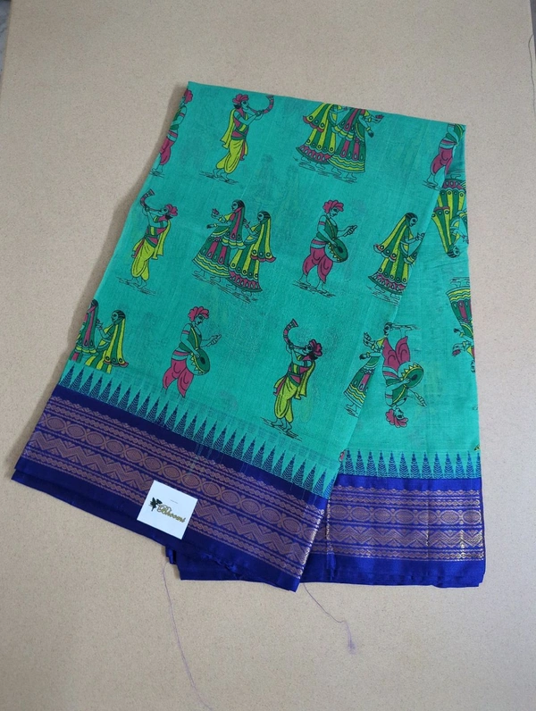Pure Handloom Gadwal Cotton - lux green