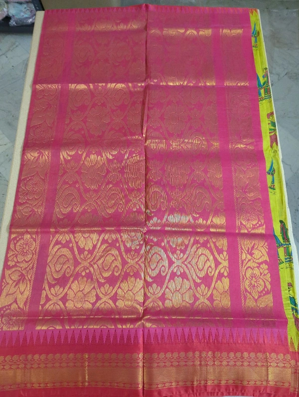 Pure Handloom Gadwal Cotton - Buddha Gold