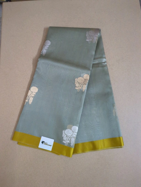 Pure Handloom Kora Satin Boardes - Gray
