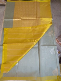 Pure Handloom Kora Satin Boardes - Gray