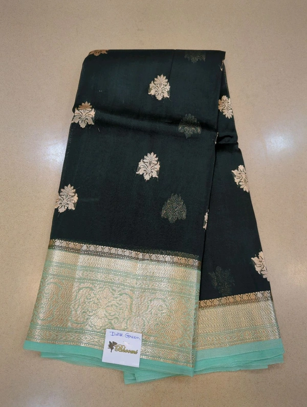 pure handloom organza - dark green