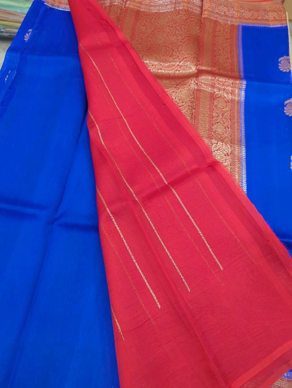pure handloom organza - Blue