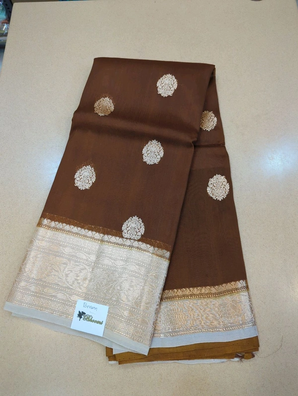 pure handloom organza - Brown