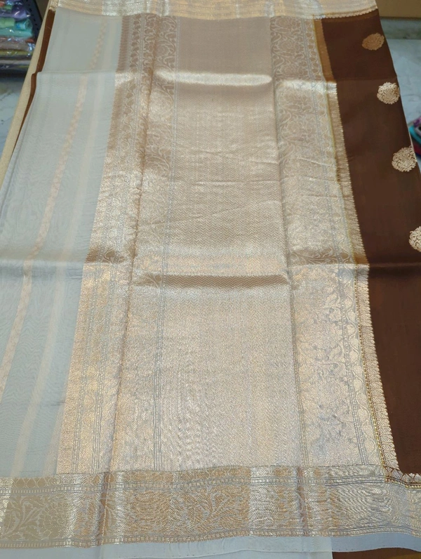 pure handloom organza - Brown