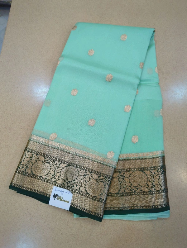 pure handloom organza - Snowy Mint