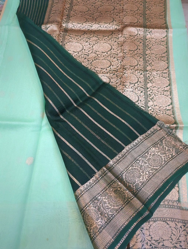pure handloom organza - Snowy Mint