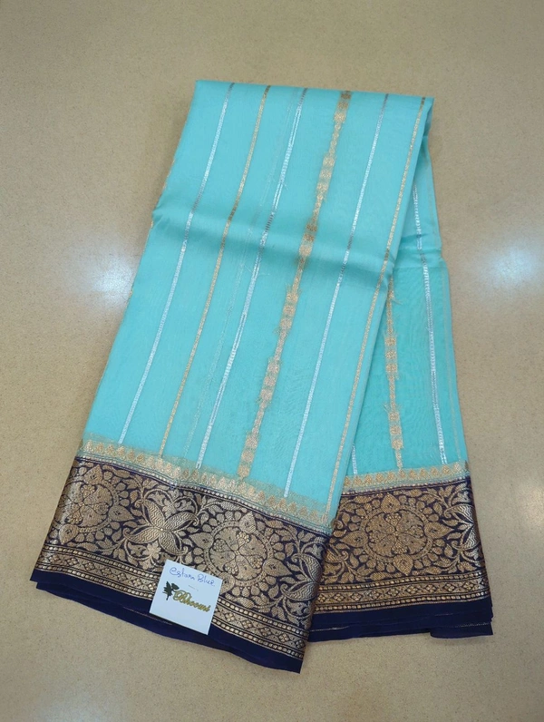 pure handloom organza - Eastern Blue