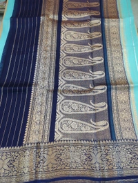 pure handloom organza - Eastern Blue
