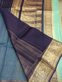 pure handloom organza - Eastern Blue