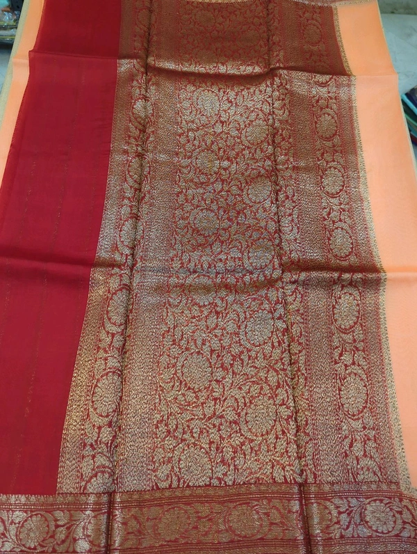 pure handloom organza - Peach