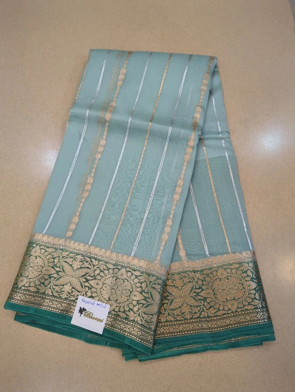 pure handloom organza - Frosted Mint