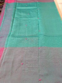 Pure Handloom Mangalagiri Pattu Embroidery  - Solid Pink 1
