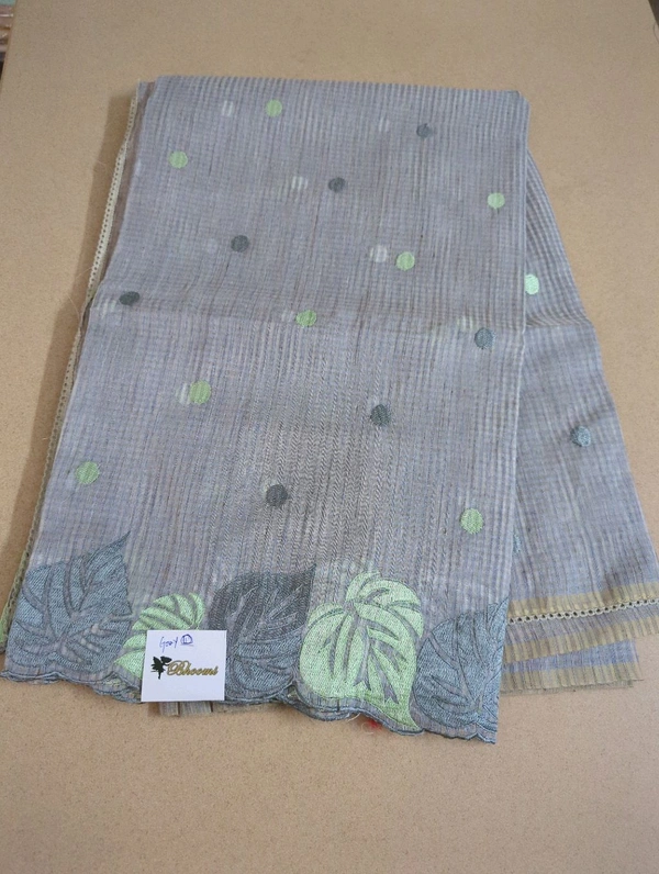 Cotton Doria Leaf Cut Work - Gray 1