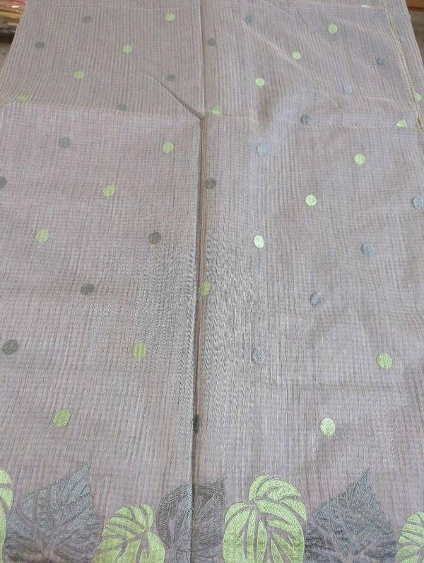 Cotton Doria Leaf Cut Work - Gray 1