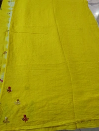 Pure Mulmul Cotton With Handwork - Yellow