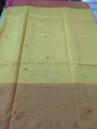 Pure Handloom Mangalagiri Pattu Embroidery  - Web Orange 2