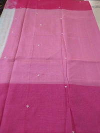 Pure Handloom Mangalagiri Pattu Embroidery  - White 3