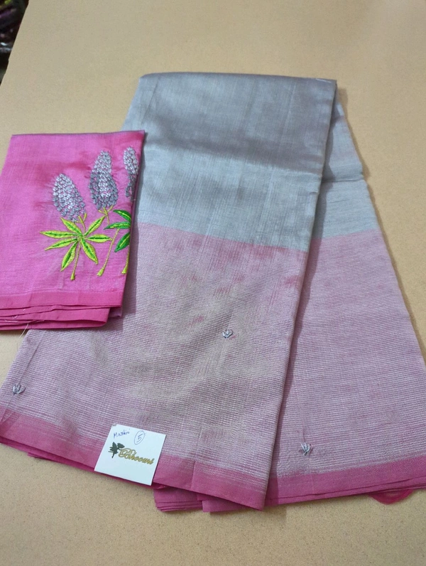 Pure Handloom Mangalagiri Pattu Embroidery  - Martini 5