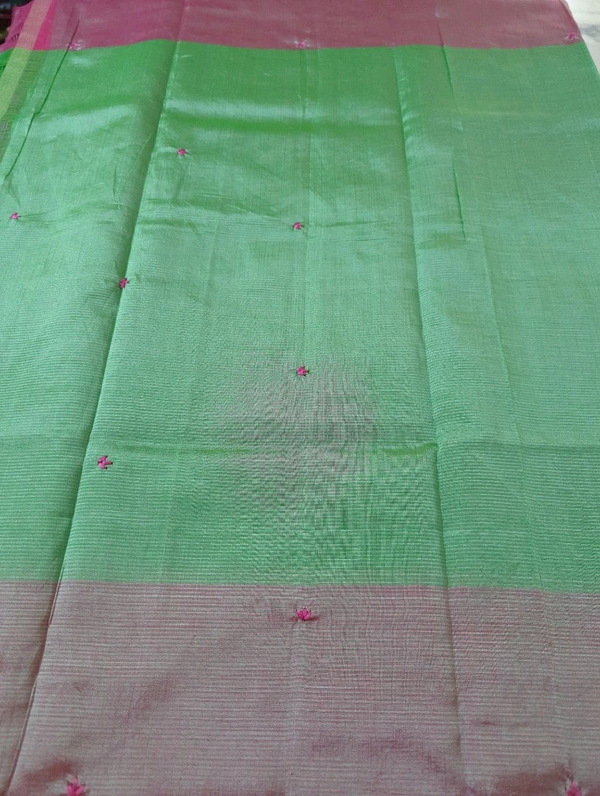 Pure Handloom Mangalagiri Pattu Embroidery  - Turkish Rose 9