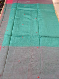 Pure Handloom Mangalagiri Pattu Embroidery  - Hippie Pink 11