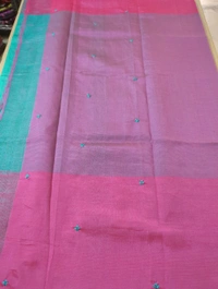 Pure Handloom Mangalagiri Pattu Embroidery  - Eastern Blue 14