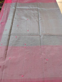 Pure Handloom Mangalagiri Pattu Embroidery  - Cardinal Pink 16