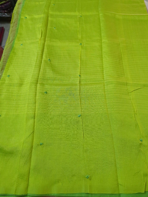 Pure Handloom Mangalagiri Pattu Embroidery  - Japanese Laurel 19