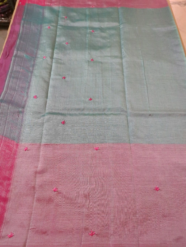 Pure Handloom Mangalagiri Pattu Embroidery  - Wisteria 13