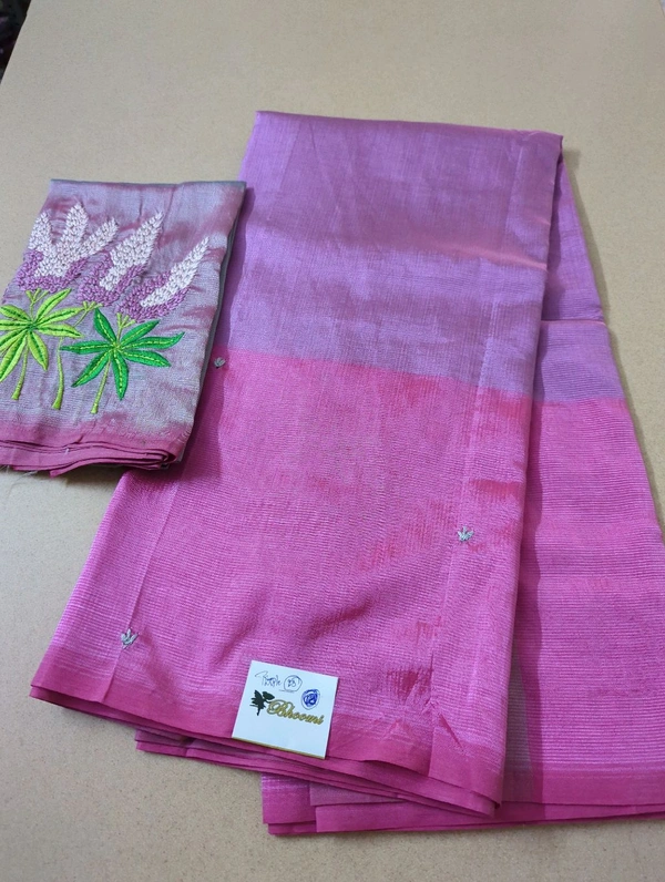 Pure Handloom Mangalagiri Pattu Embroidery  - Purple 23